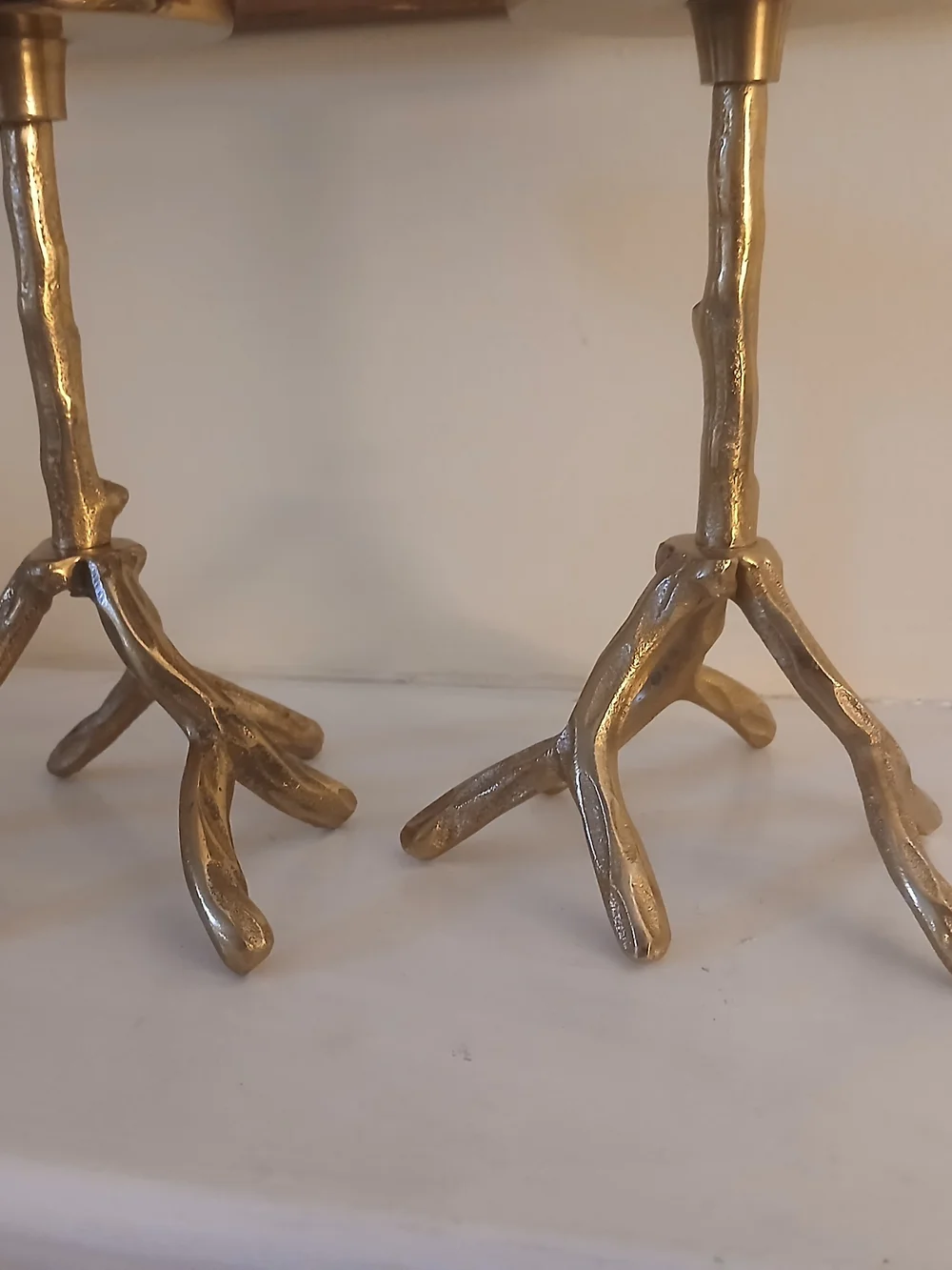 Set of 2 Gold Branch Pedestal Candle Holders